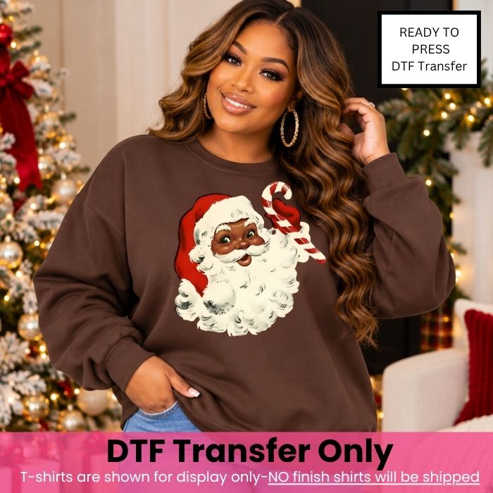 Vintage Black Santa DTF Transfer-COLD Peel