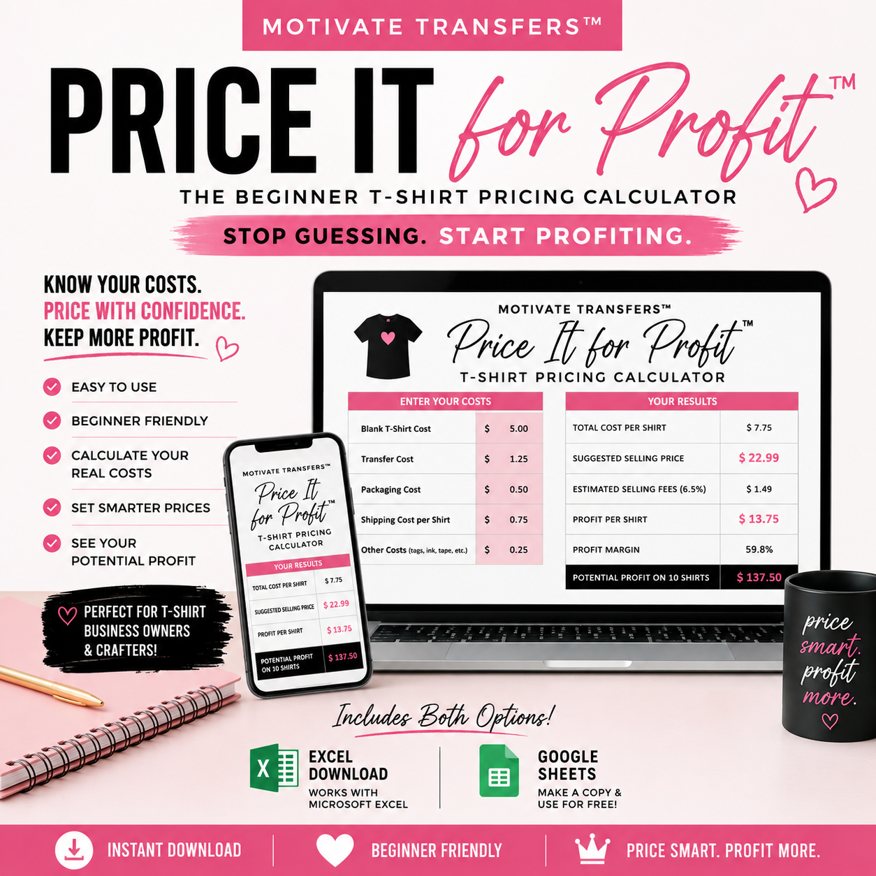 The Beginner T-Shirt Pricing Calculator™|Digital Download