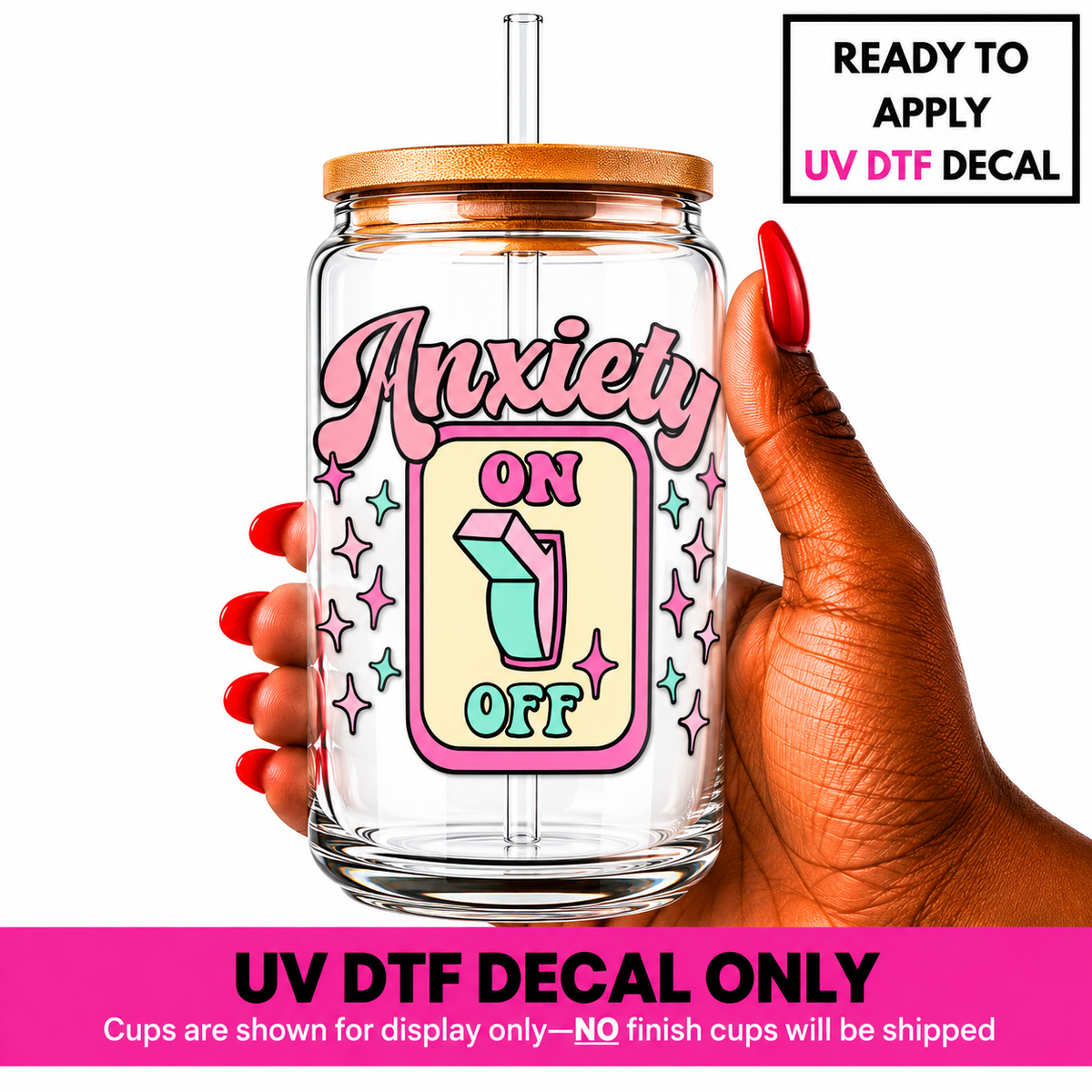 Anxiety On/Off 4x4 UV DTF Decal